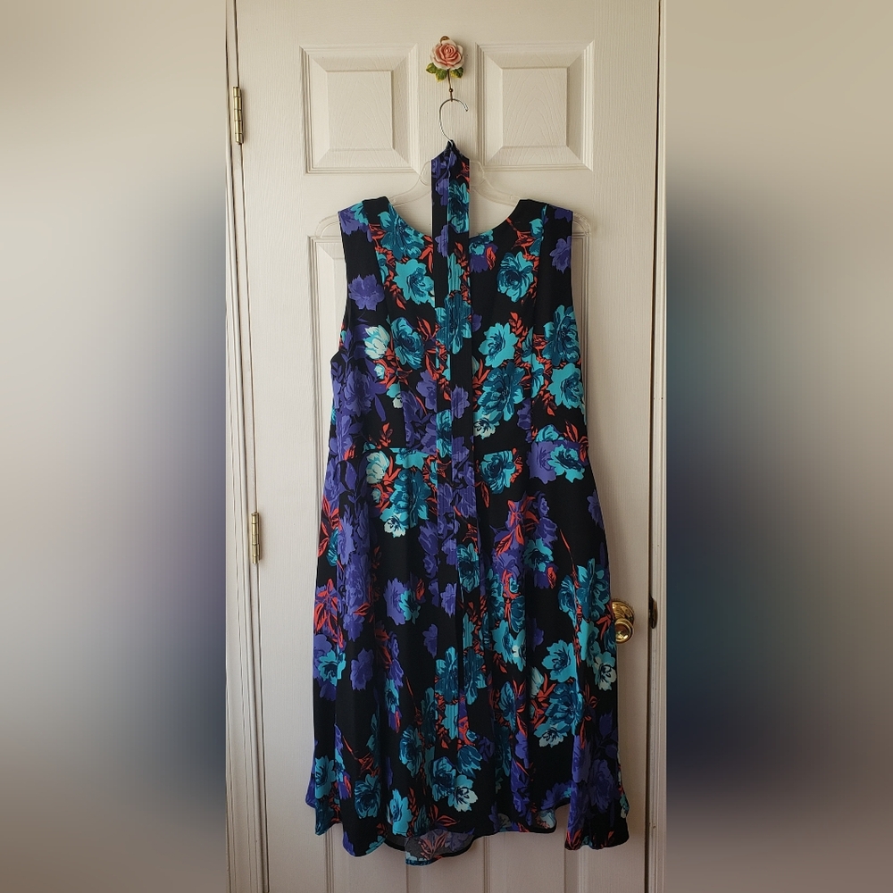 Jessica London Floral Midi Dress - Black and Blue